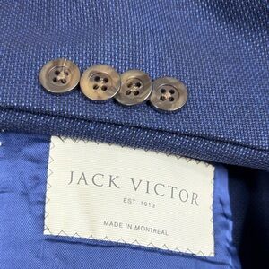 Jack Victor Sport Coat Mens 50R Dark Blue Wool Hopsack Travel Made in Canada